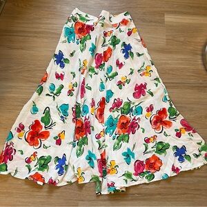 Vintage 90s Carole Little Floral Maxi Skirt Rayon Size 10 USA fits 4 - 6